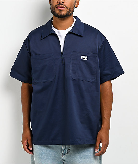 Pro Club Navy Quarter Zip Work Shirt