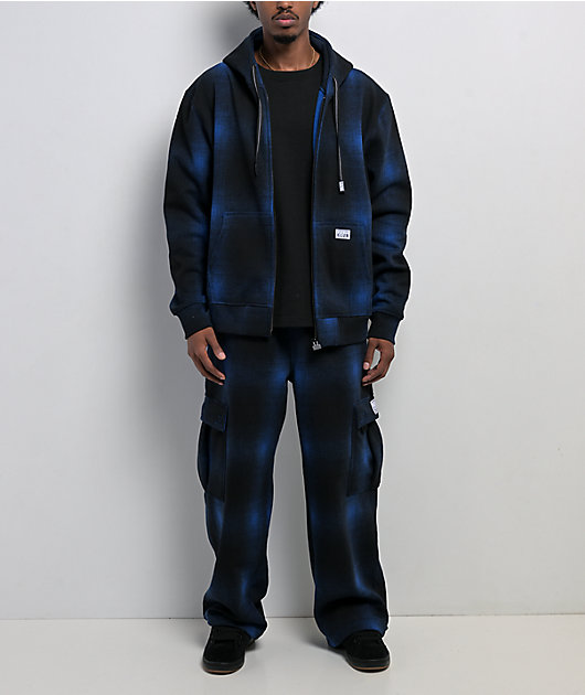 Pro Club Ombre Heavyweight Blue & Black Zip Hoodie