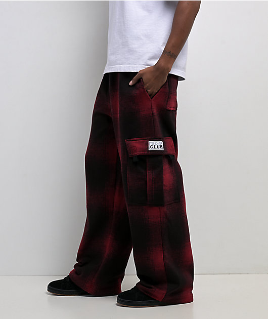 Pro Club Ombre Heavyweight Red Black Cargo Sweatpants Zumiez