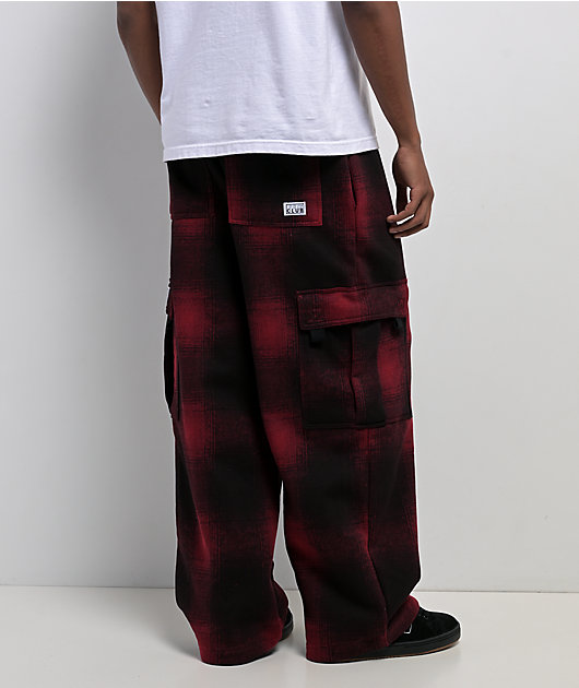 Pro Club Ombre Heavyweight Red & Black Cargo Sweatpants