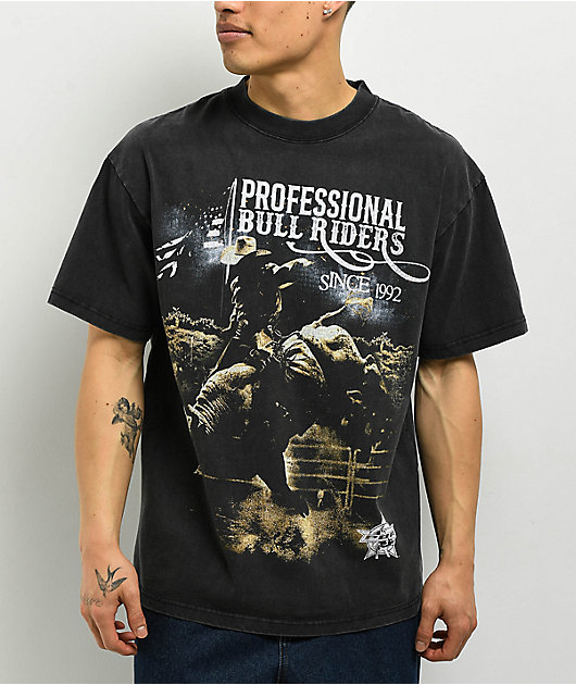 Professional Bull Riders Bull Professor Black Wash T-Shirt