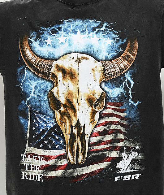Professional Bull Riders Electric Horns Black Wash T-Shirt | Zumiez