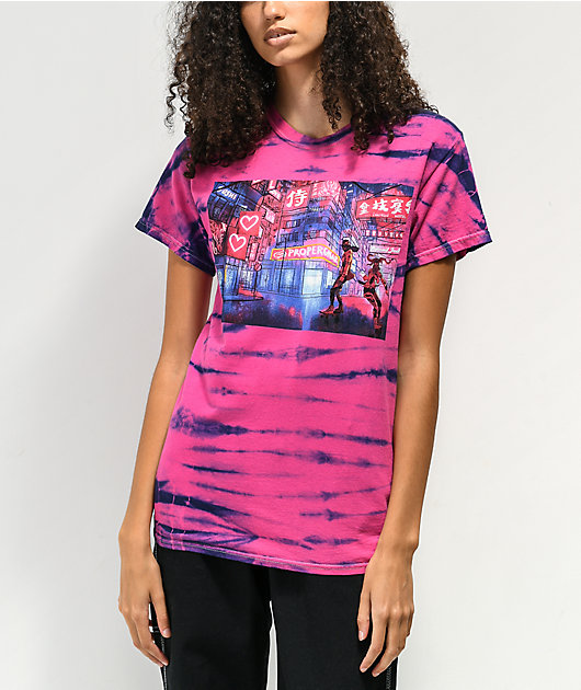 Proper Gnar Cyberpunk Pink & Blue Tie Dye T-Shirt | Zumiez