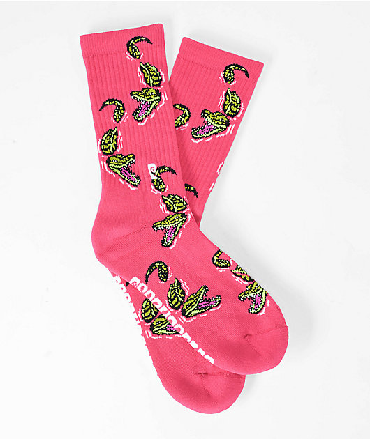 Psockadelic Croc Pink Crew Socks