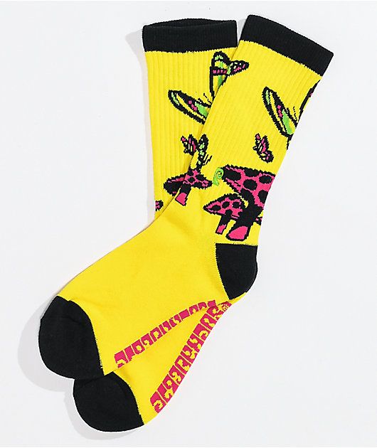Psockadelic Shroomfly Purple Crew Socks