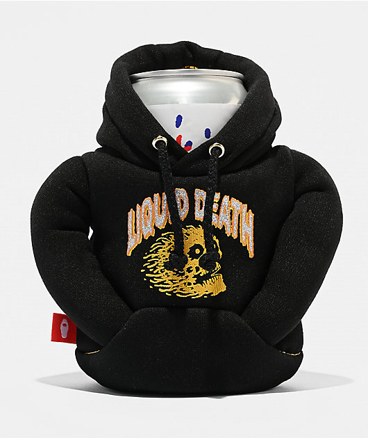 Puffin x Liquid Death The Death Drip Black Hoodie Can Cooler
