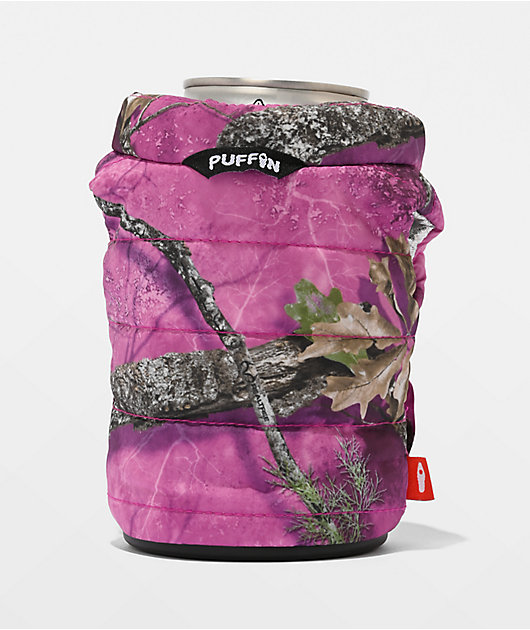 Puffin x Realtree The Puffy Vest Pink Camo Can Cooler