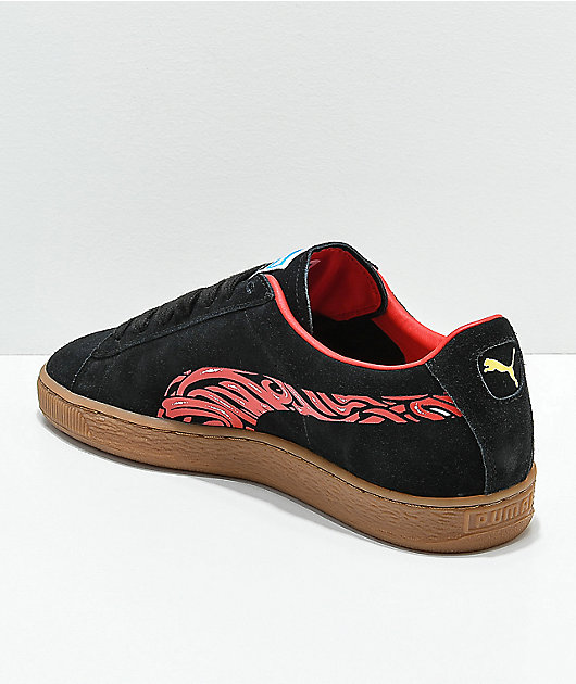 x Cruz zapatos de skate de ante negro y goma