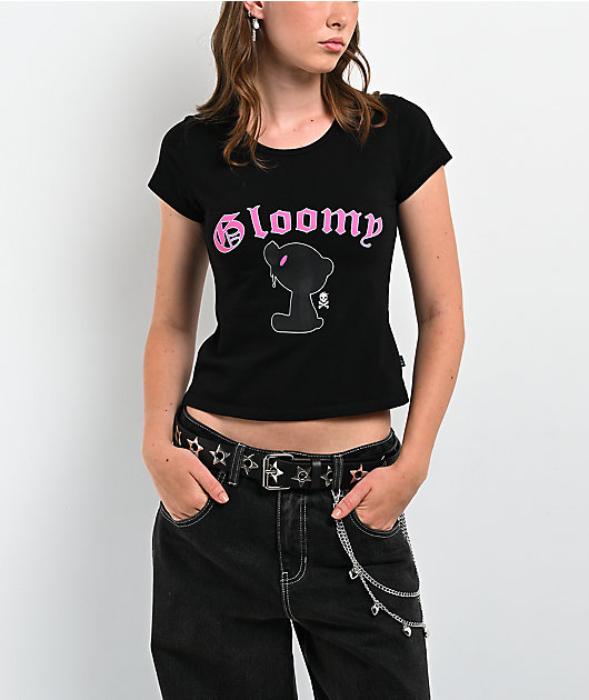 Punx N Kisses x Gloomy Bear Doomed Black Crop T-Shirt