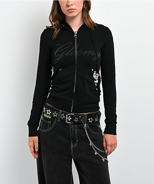 Punx N Kisses x Gloomy Bear Gloomy Studded Black Zip Up Hoodie