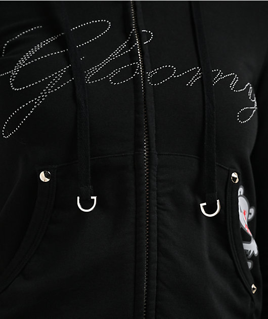 Punx N Kisses x Gloomy Bear Gloomy Studded Black Zip Up Hoodie