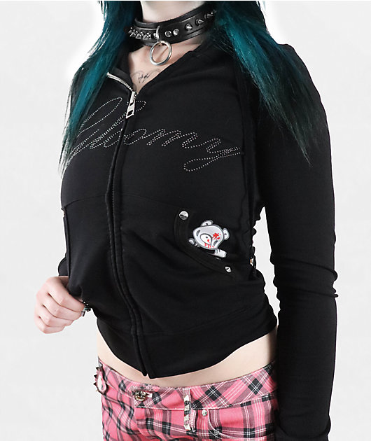 Punx N Kisses x Gloomy Bear Gloomy Studded Black Zip Up Hoodie