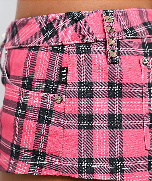 Punx N Kisses x Gloomy Bear Valerie Pink Plaid Shorts