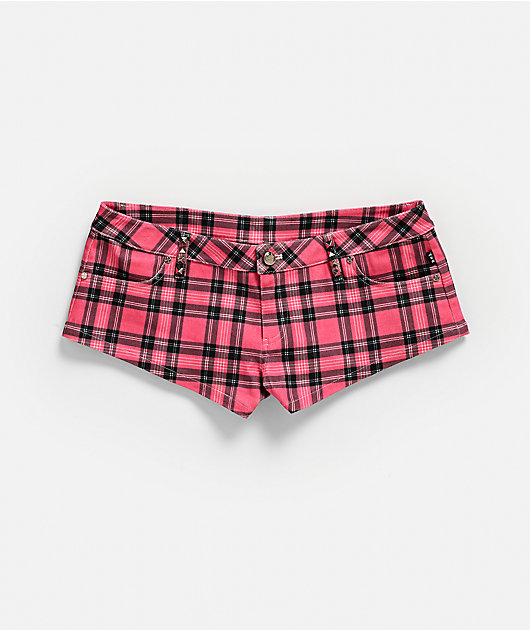 Punx N Kisses x Gloomy Bear Valerie Pink Plaid Shorts