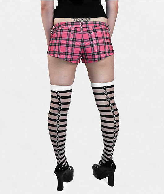 Punx N Kisses x Gloomy Bear Valerie Pink Plaid Shorts