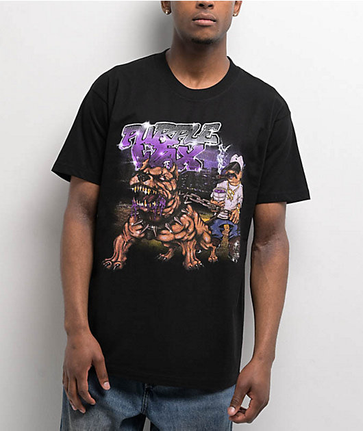 Purple Wax Dog Walk Black T-Shirt