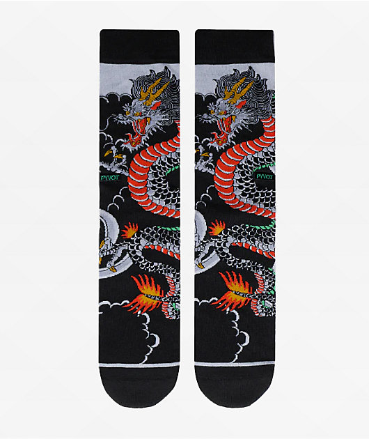 Pyvot Way Of The Dragon Black Crew Socks