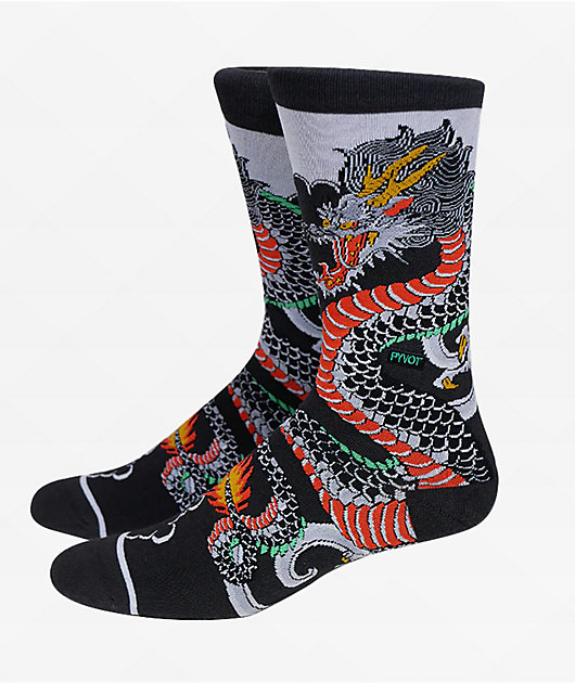 Pyvot Way Of The Dragon Black Crew Socks