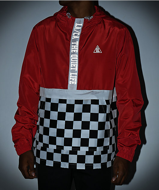 red checkerboard jacket