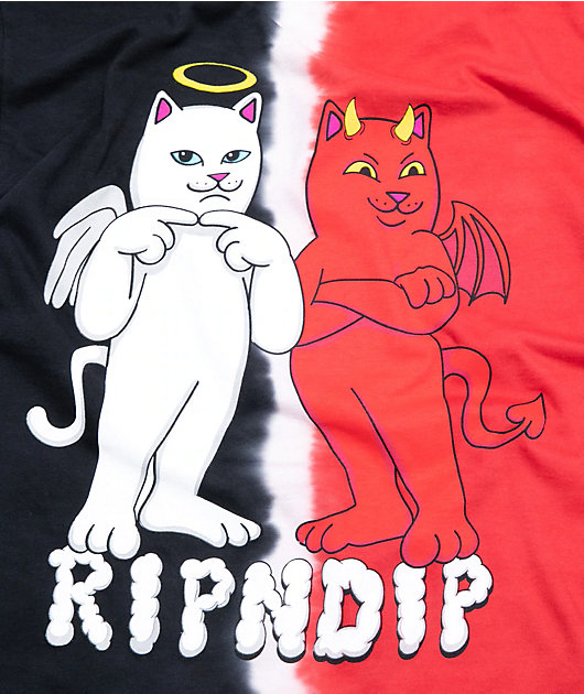 RIPNDIP Angel & Devil Red & Black Split Dye T-Shirt