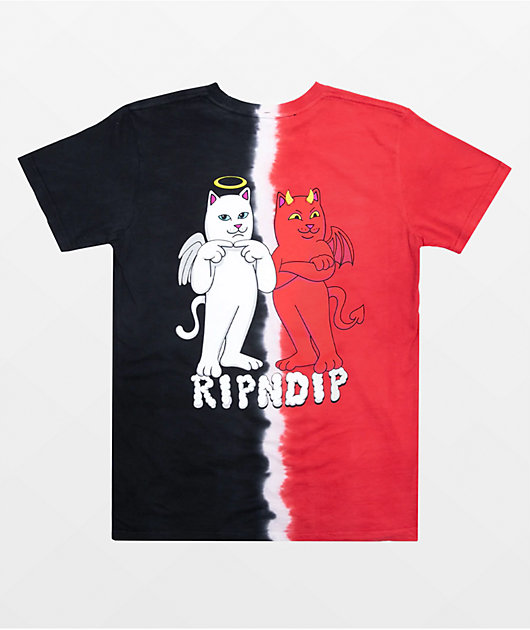 RIPNDIP Angel & Devil Red & Black Split Dye T-Shirt