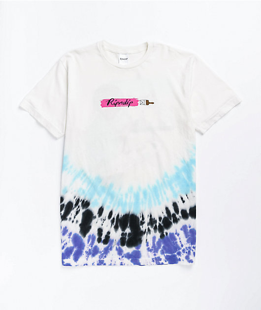 RIPNDIP Beautiful Mountain White, Black & Blue Tie Dye T-Shirt