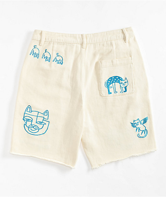RIPNDIP Blonded Raw Edge White Denim Shorts | Zumiez