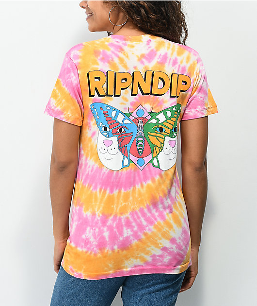 Tie Dye Tee Ripndip RIPNDIP Butterface Orange Pink Tie Dye T-Shirt