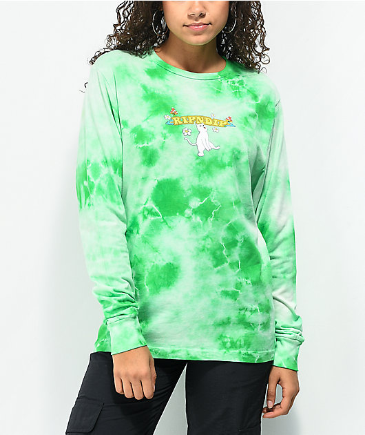 RIPNDIP Cloud 69 Green Tie Dye Long Sleeve T-Shirt