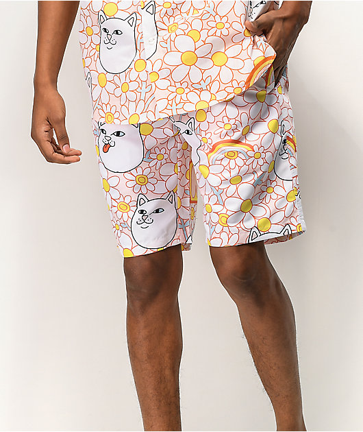 RIPNDIP Daisy Daze Pink & White Elastic Waist Shorts
