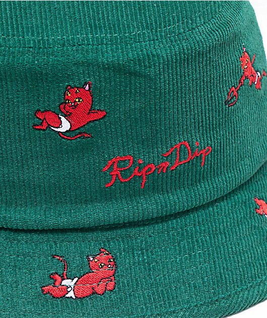 RIPNDIP Devil Baby Green Corduroy Bucket Hat