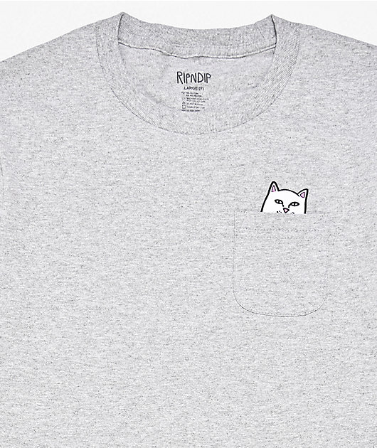 RIPNDIP Kids Lord Nermal Peace Pocket Heather Grey T-Shirt