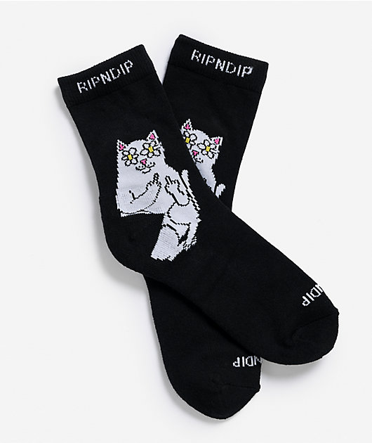 RIPNDIP Lord Blossom Black Crew Socks
