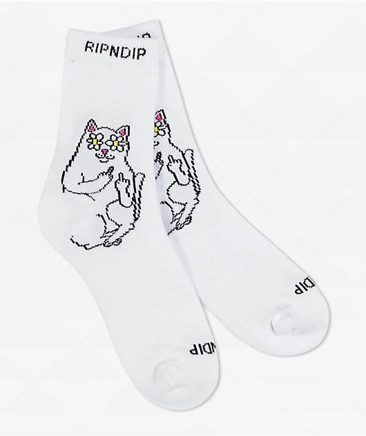 RIPNDIP Lord Nermal Blossom White Crew Socks | Zumiez