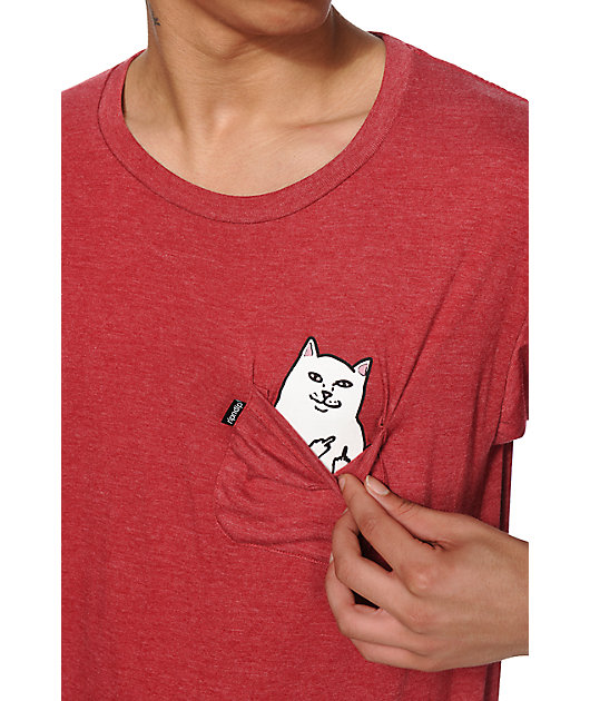 RIPNDIP Lord Nermal Burgundy Pocket T-Shirt