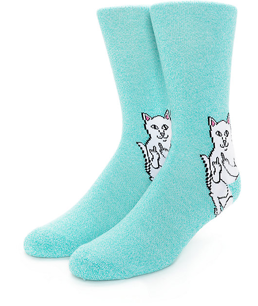 Download RIPNDIP Lord Nermal Heather Aqua Crew Socks | Zumiez