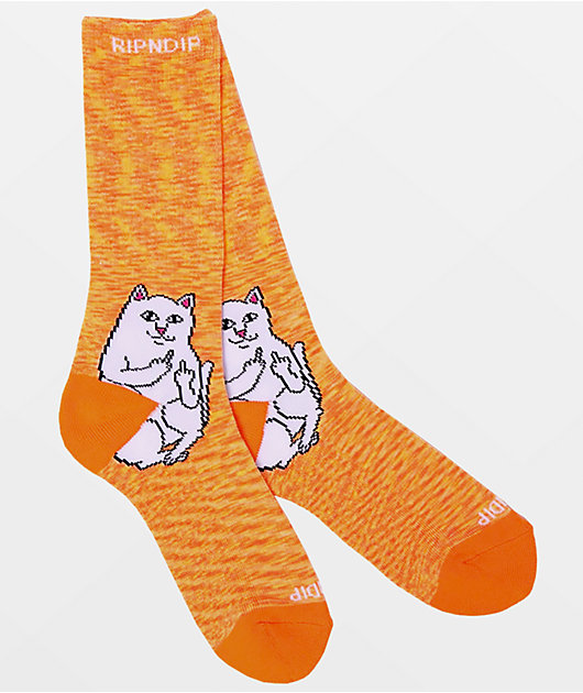 RIPNDIP Lord Nermal Orange Speckle Crew Socks