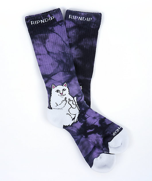 RIPNDIP Lord Nermal Purple Lightning Crew Socks | Zumiez