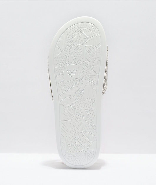 RIPNDIP Lord Nermal Rhinestone White Slide Sandals