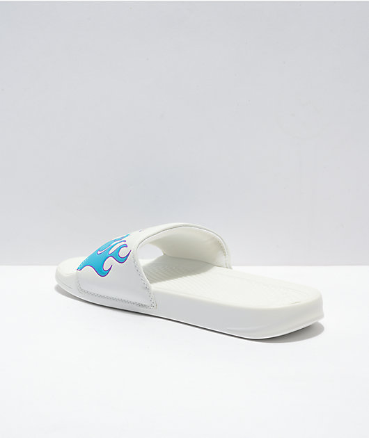 RIPNDIP Lord Nermal White & Blue Flame Sandals