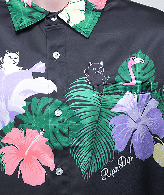RIPNDIP Pablo Black Floral Short Sleeve Button Up Shirt