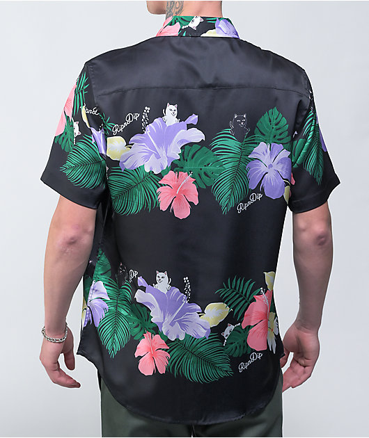 RIPNDIP Pablo Black Floral Short Sleeve Button Up Shirt