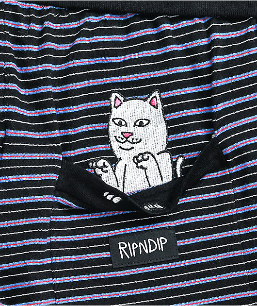 RIPNDIP Peeking Nerm Black Stripe Sweat Shorts