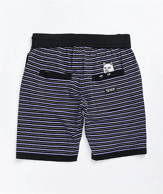 RIPNDIP Peeking Nerm Black Stripe Sweat Shorts