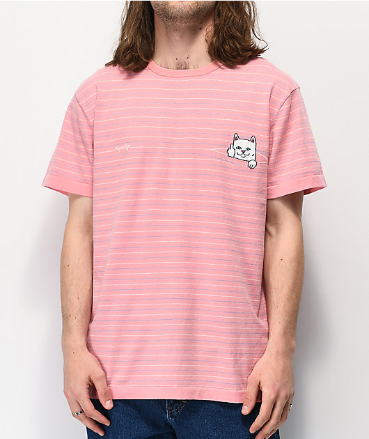 RIPNDIP Peeking Nermal camiseta rosa de rayas