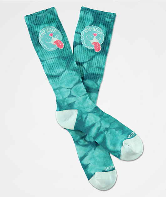 RIPNDIP Pill Teal Tie Dye Crew Socks