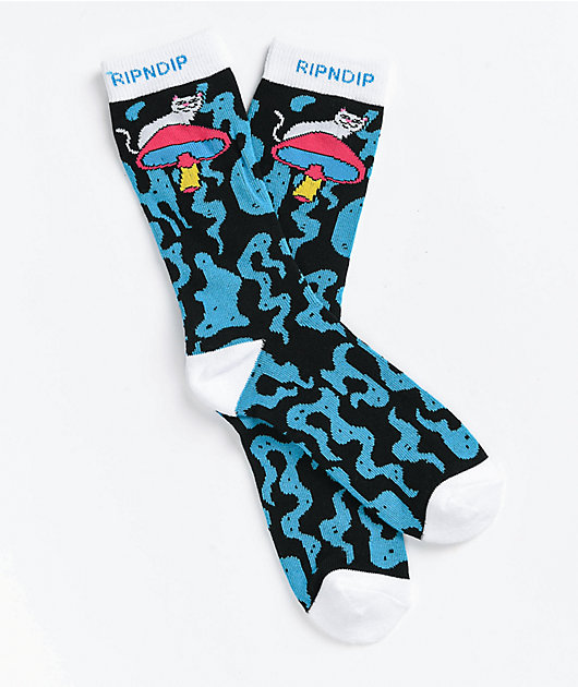 RIPNDIP Psychedelic Black & Blue Crew Socks