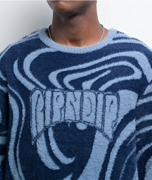 RIPNDIP Psychedelic Fuzzy Navy Sweater | Zumiez