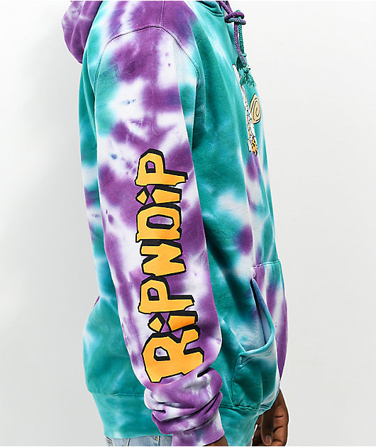 RIPNDIP RIPNSTONES Purple & Aqua Tie Dye Hoodie