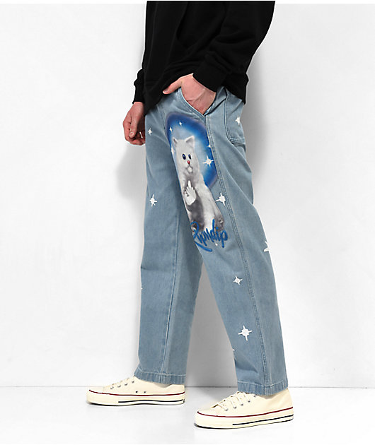 RIPNDIP Sprinkles Wide Leg Blue Denim Jeans